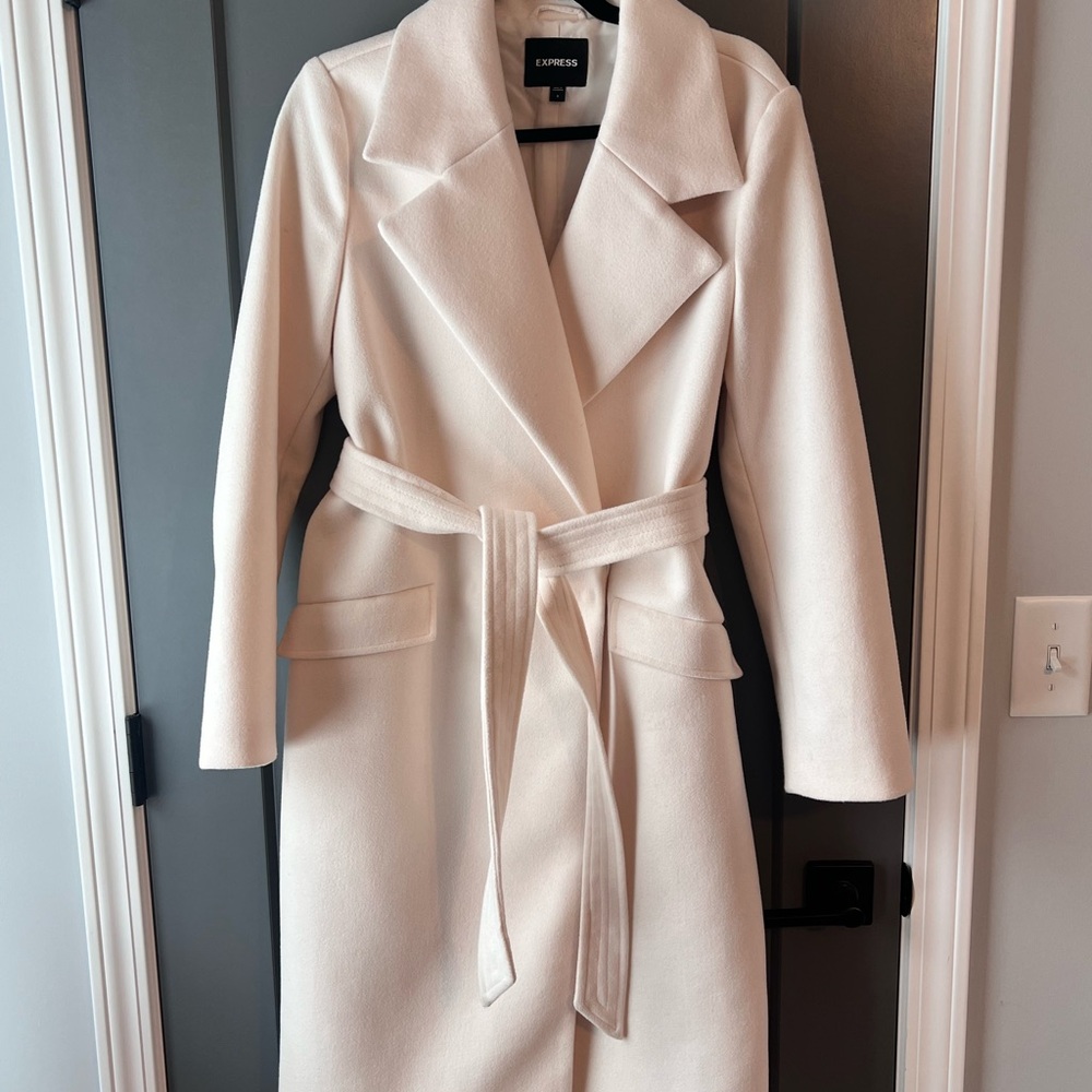 Express Women's Elegant Cream Trench Coat